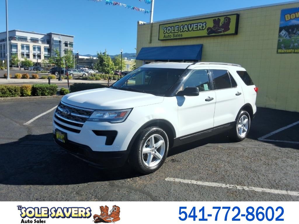2018 Ford Explorer Base in White — front three-quarter view